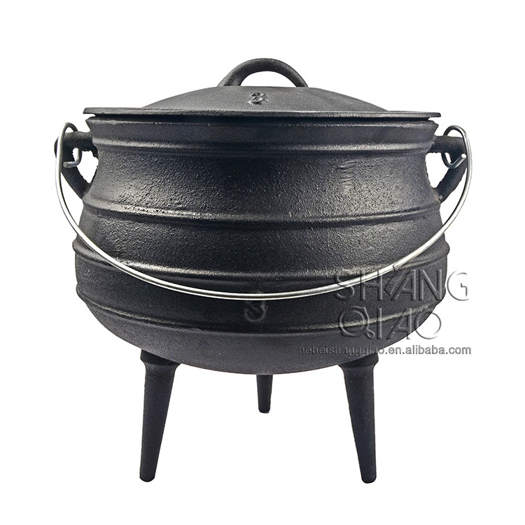 Wax Coating South Africa 3 Leg Cast Iron Pot Cast iron Potjie Pot with Three Legs Cauldron