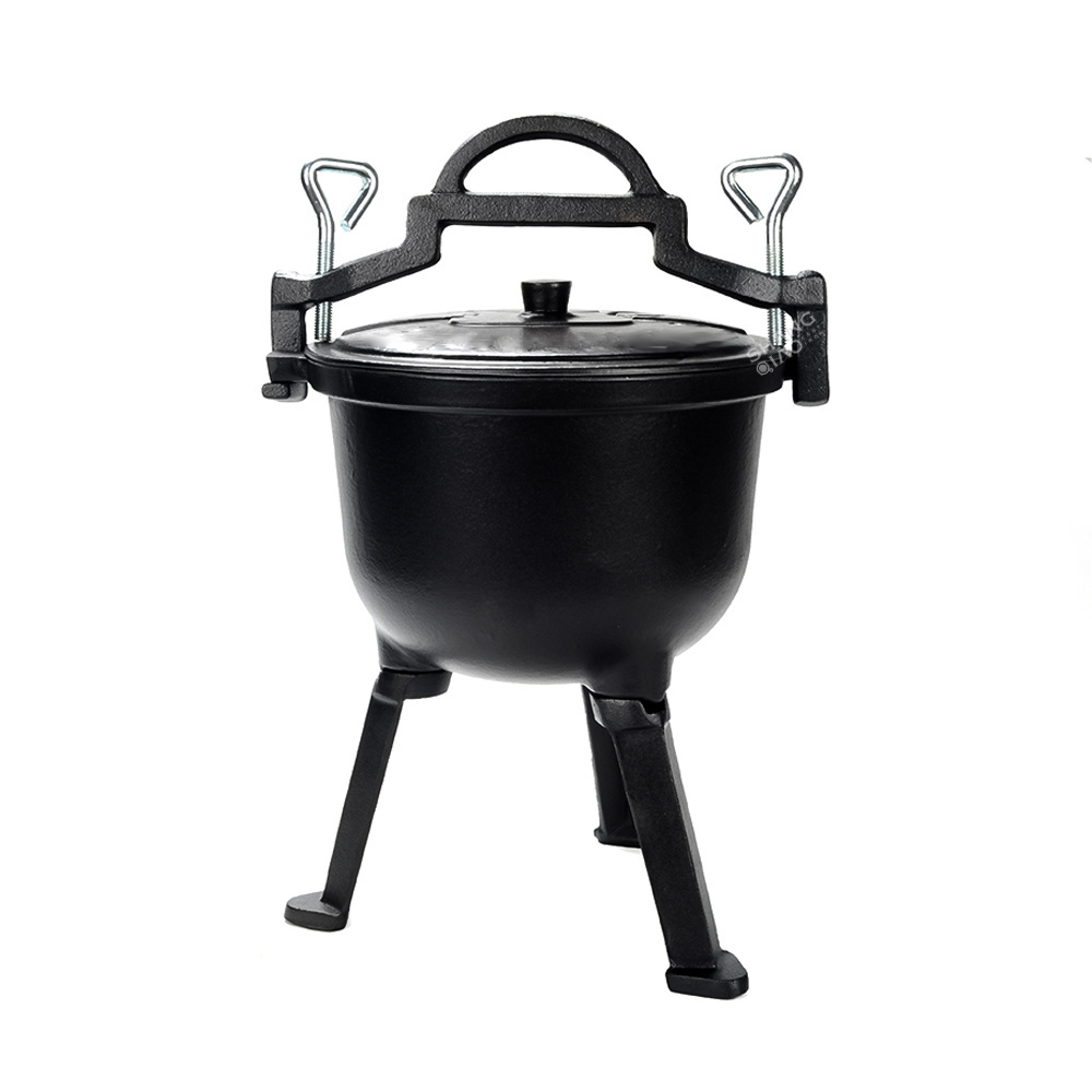 Customized logo Enameled cast iron cauldron poland camping pressure cooker three leg meat hunting pot