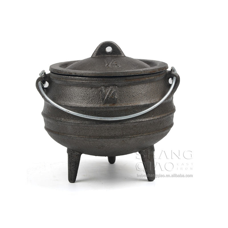 Three Legs  Camping Cookware Vegetable Oil Coating Cast Iron African Potjie Pot For Campfire