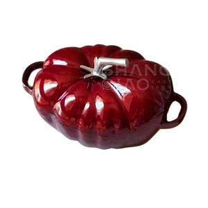 Factory Wholesale Tomato Shape kitchen decor Enameled Cast iron MINI Casserole stock container server pot Cast iron Casserole