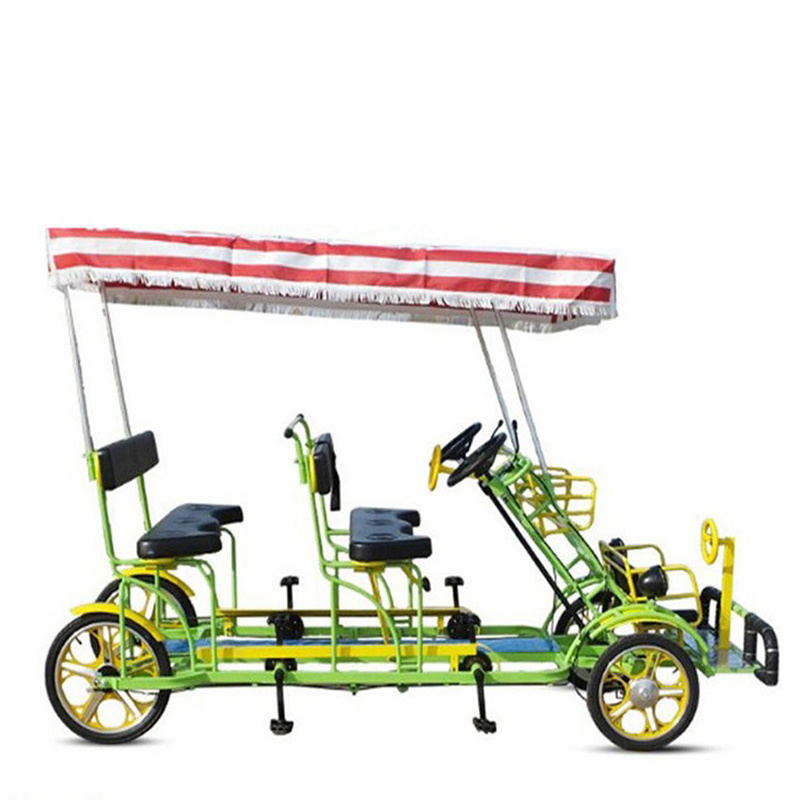 manufacturer classic HIGH QUALITY Four Wheel Bike Surrey 4 seater Bike with led lights and baby seat BICYCLE