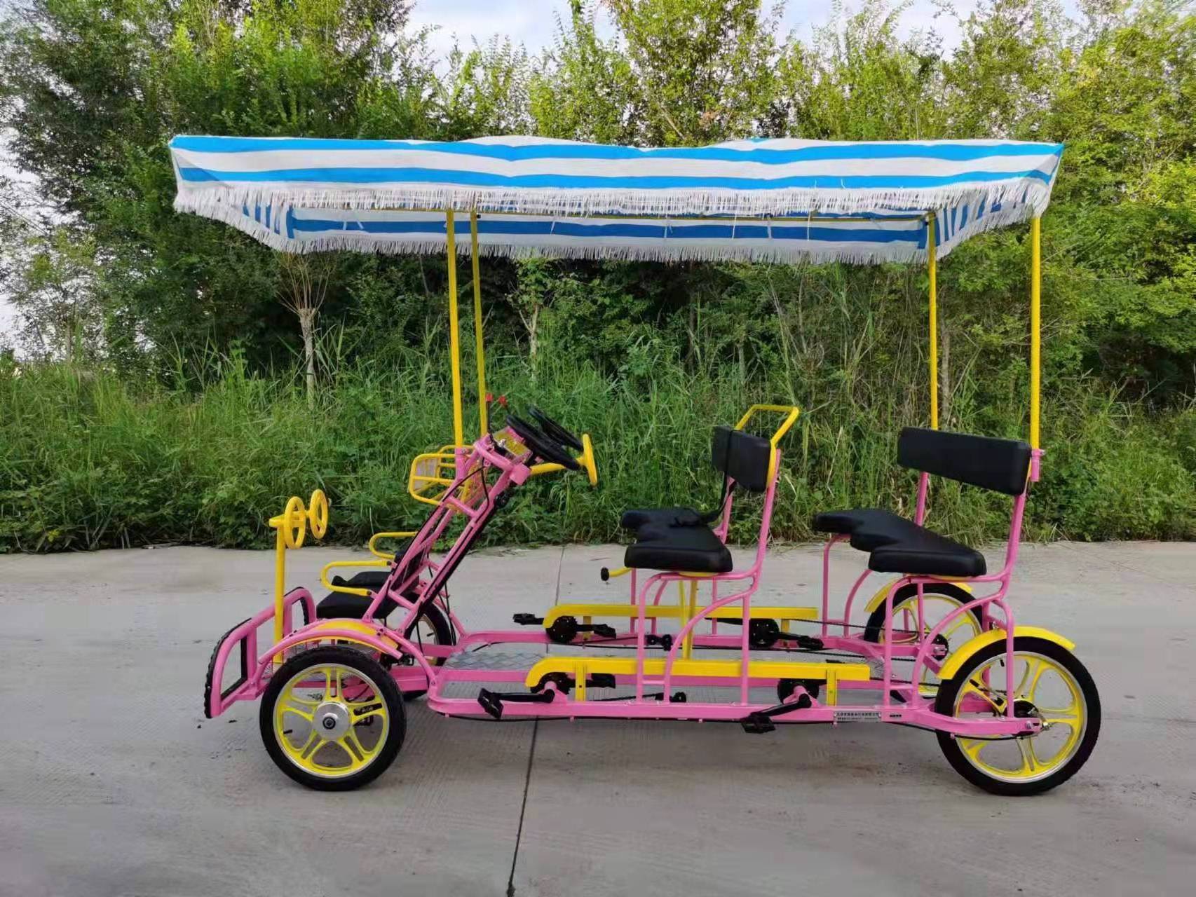 Bicycle 4 wheel 5 seat tandem bike folding fully assmbled 5 6 8 multi person people rueda delantera electric surrey bike