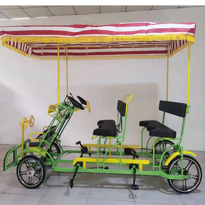 2 seats four wheels surrey bike with canopy 8 person 4 wheel surrey bike