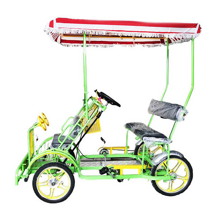 Park Seaside Rental Sightseeing Multi Person Cycling Family 4 Wheel Pedal Bike  4 Seat Tandem Bicycle