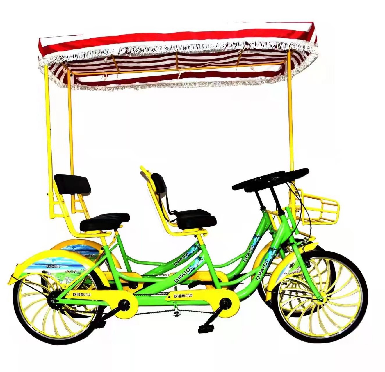 Factory Hot-selling Family Tandem Bicycle Tour Quadricycle 4 wheel adult 4 Person Surrey Bike