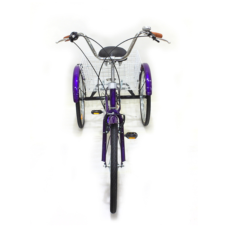 Hot Selling 24 Inch Adult Steel Frame 7 Speed Tricycle 3 Wheel Bike Cargo Trike Rickshaw Pedal Tricycle With Big Basket