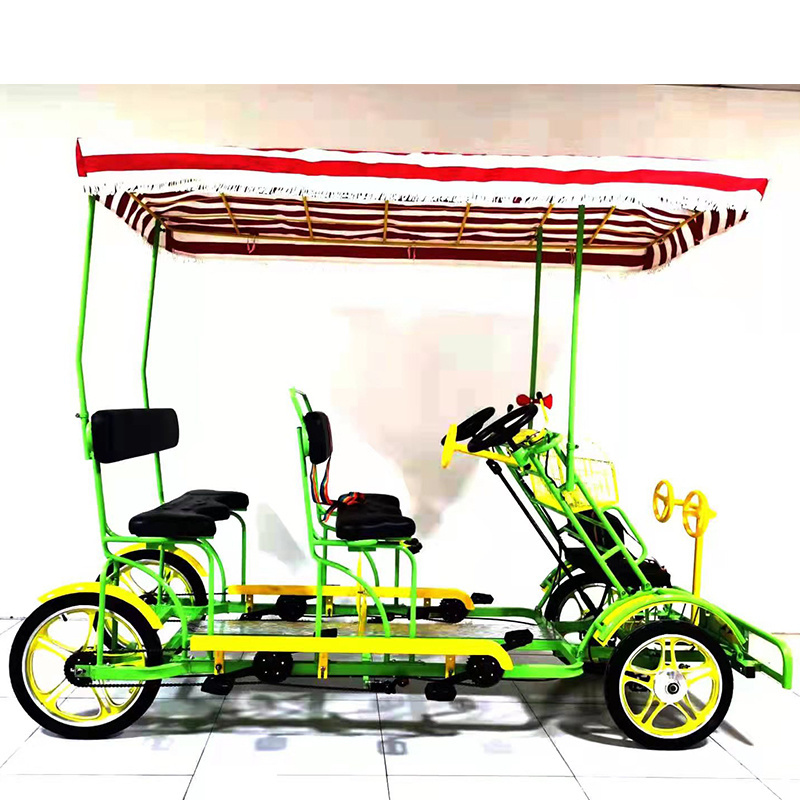 Luxurious 4 Person Tandem Quadricycle Surrey Sightseeing Bike For Sale