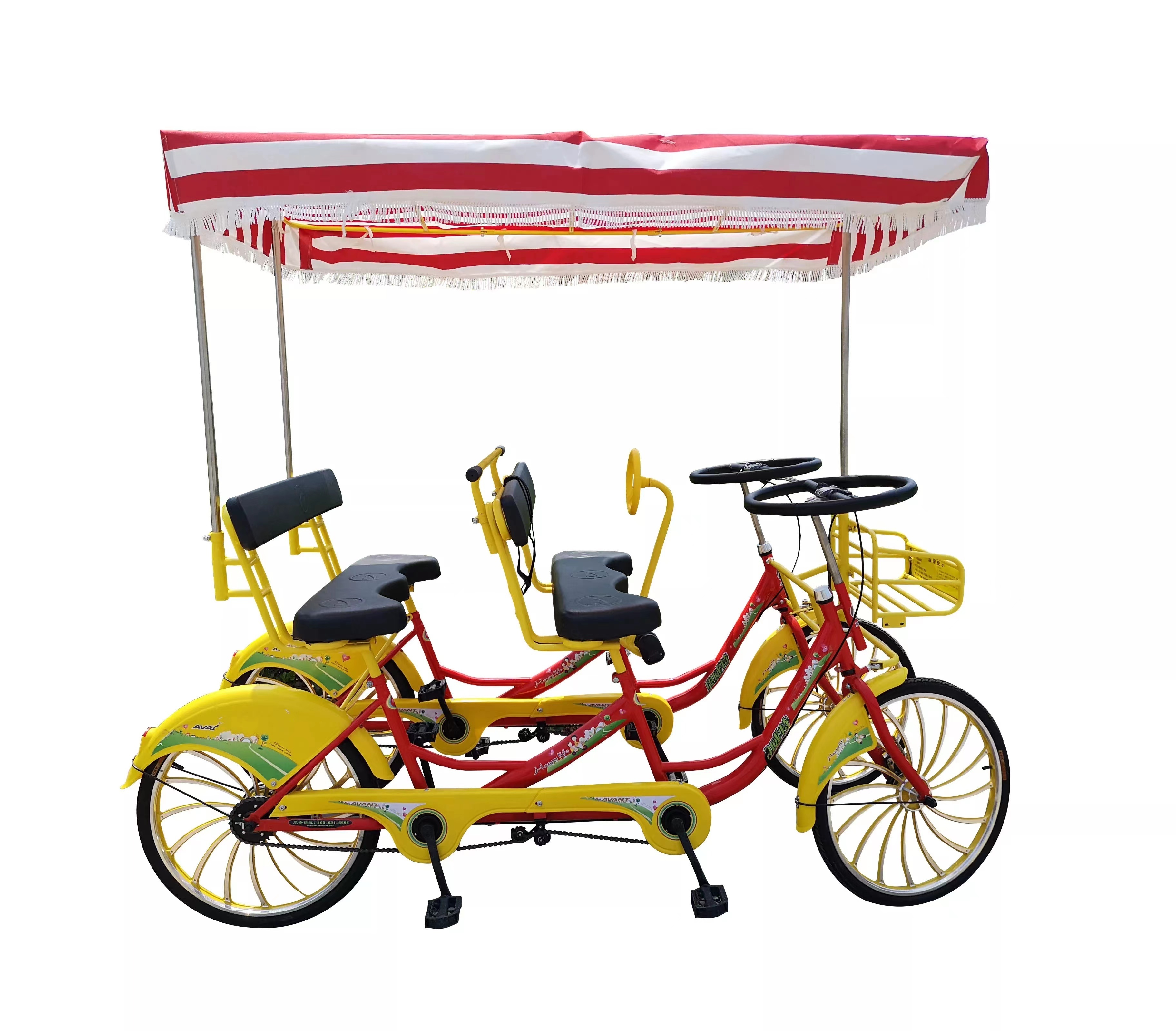 Factory Hot-selling Family Tandem Bicycle Tour Quadricycle 4 wheel adult 4 Person Surrey Bike