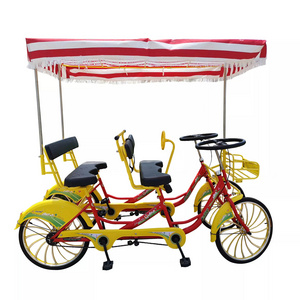 Factory Hot-selling Family Tandem Bicycle Tour Quadricycle 4 wheel adult 4 Person Surrey Bike