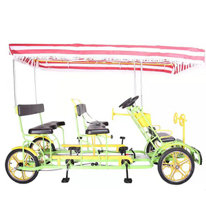 manufacturer classic HIGH QUALITY Four Wheel Bike Surrey 4 seater Bike with led lights and baby seat BICYCLE