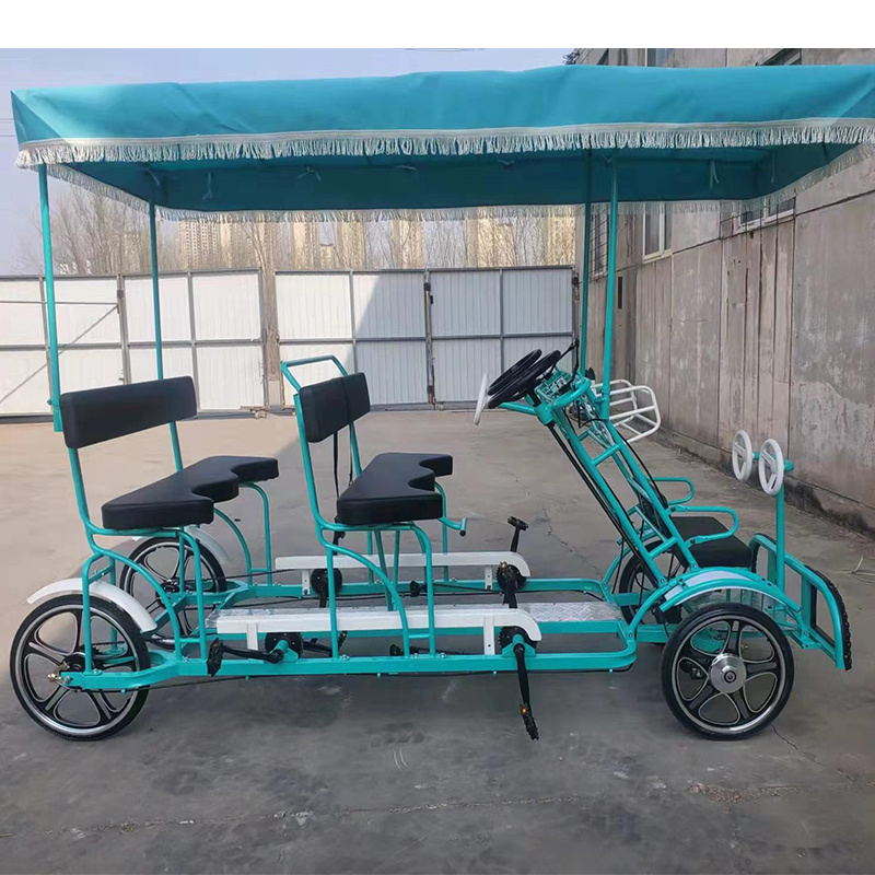 Luxurious 4 Person Tandem Quadricycle Surrey Sightseeing Bike For Sale