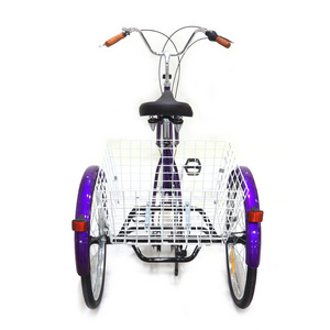 Hot Selling 24 Inch Adult Steel Frame 7 Speed Tricycle 3 Wheel Bike Cargo Trike Rickshaw Pedal Tricycle With Big Basket