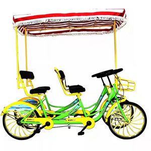 family sightseeing bicycle bike multi person/ 4 Person Surrey Luxury Pedal Tandem Bike 4 Wheels Seat Tourist Sightseeing Bicycle