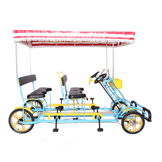 Park Seaside Rental Sightseeing Multi Person Cycling Family 4 Wheel Pedal Bike  4 Seat Tandem Bicycle