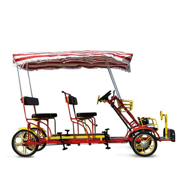 family cargo tandem bike 4 person roadster bike children's quadricycle touristic bike