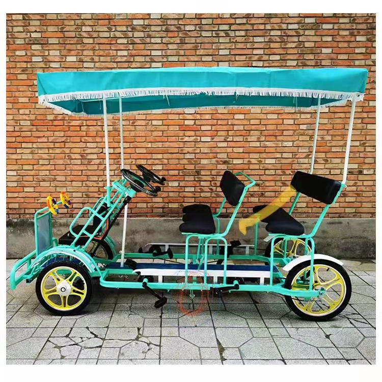 Bicycle 4 wheel 5 seat tandem bike folding fully assmbled 5 6 8 multi person people rueda delantera electric surrey bike