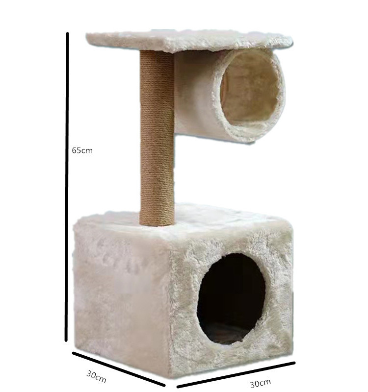 Top selling Cheap price 2 layers  Plush Light grey Cat Gazebo platform Activity Cat Sisal ropes post Climbing Tower Tree