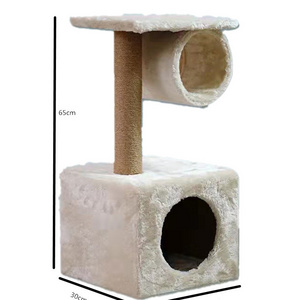 Top selling Cheap price 2 layers  Plush Light grey Cat Gazebo platform Activity Cat Sisal ropes post Climbing Tower Tree