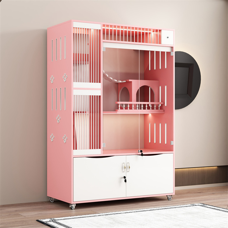 Wooden Indoor Cat Cage with Litter Box Outdoor Cat Cage Big Large Multifunctional Cat Furniture Pet cages