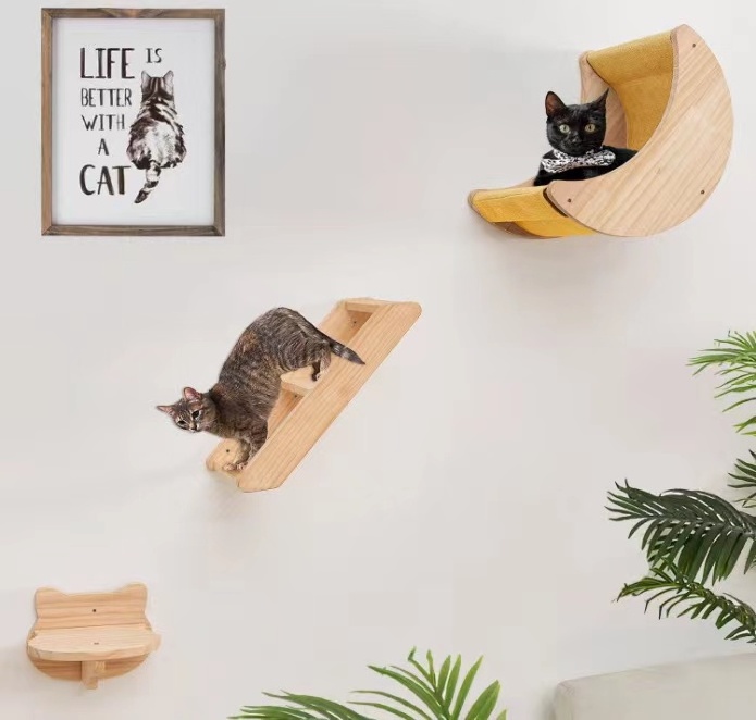 Pet toys wooden Pet Furniture wall lounger cats at the wall cat scratching pad for wall