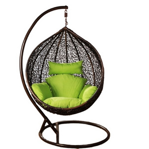 Hot Sale Outdoor Indoor Pear shape leisure swing chair steel rattan Round rope hanging chair with cushion