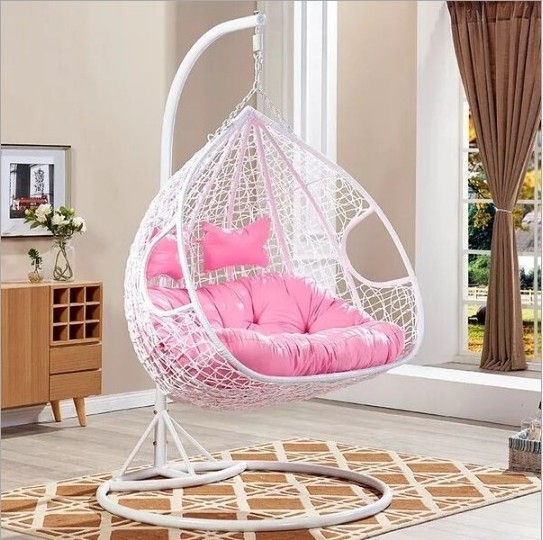 Patio Swings Double Egg Rattan Swing Chair Hanging Chair with Metal Stand China Indoor and Outdoor hammock chair with two seat