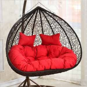 High quality outdoor garden rattan swing double hanging chair with water proof cushion