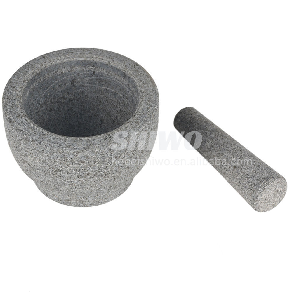 Large Capacity Unpolished Granite Bowl,Stone Grinder Bowl for Grinding Herbs Spices, Granite Mortar and Pestle