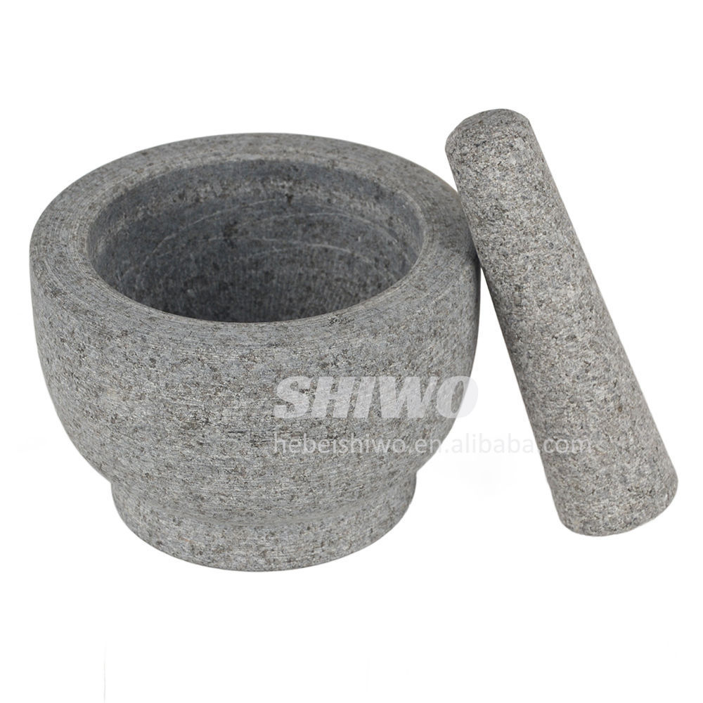 Large Capacity Unpolished Granite Bowl,Stone Grinder Bowl for Grinding Herbs Spices, Granite Mortar and Pestle