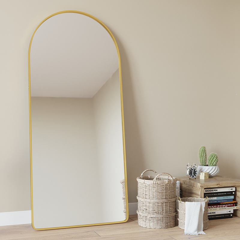 Wholesale Hair Salon Mirrors Aluminium Alloy Metal Framed Arch Floor Mirrors Full Length Wall Mirror For Entryway