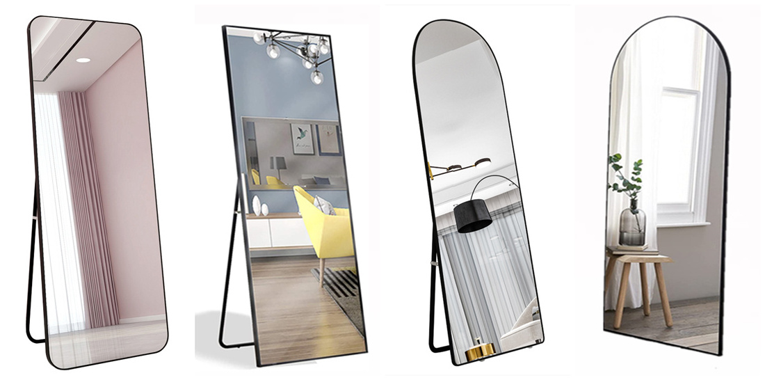 Wholesale Hair Salon Mirrors Aluminium Alloy Metal Framed Arch Floor Mirrors Full Length Wall Mirror For Entryway