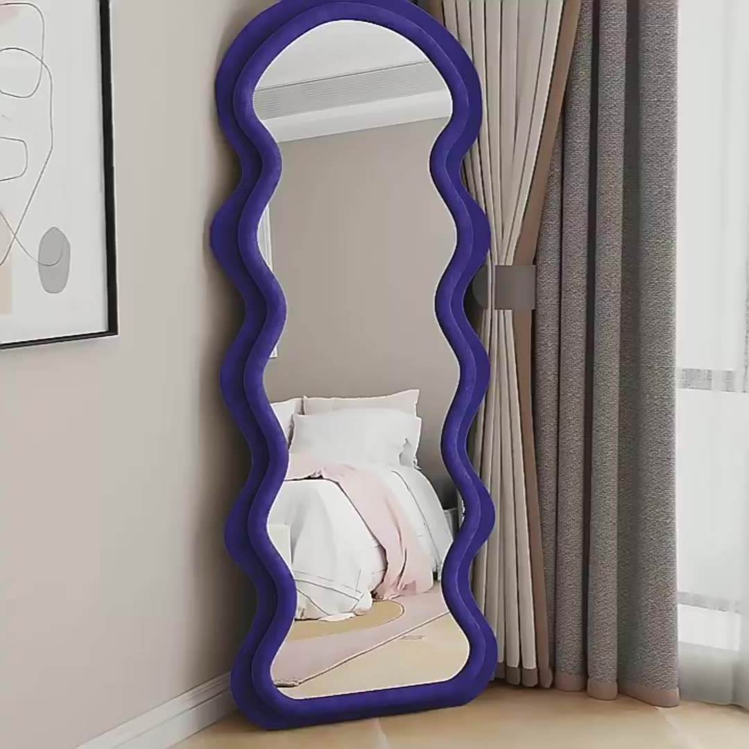 Best selling factory direct floor standing mirror large wavy irregular mirror full length body mirrors for home decoration