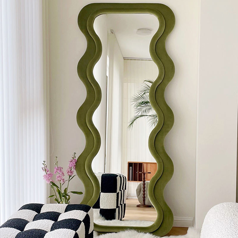 Best selling factory direct floor standing mirror large wavy irregular mirror full length body mirrors for home decoration