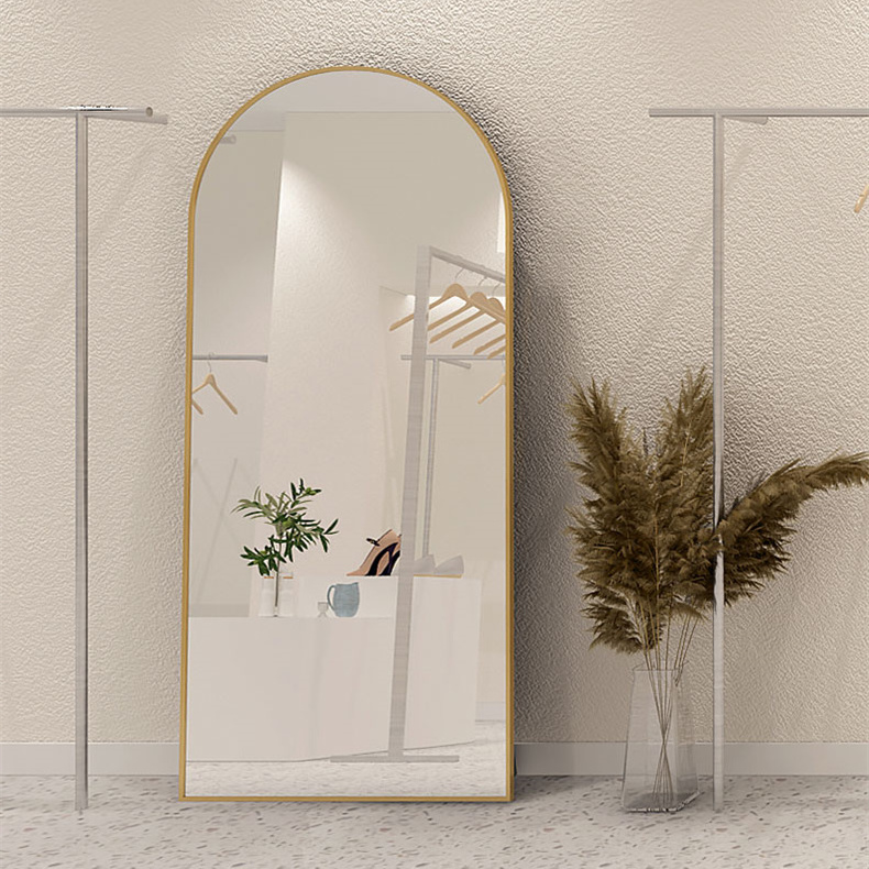 Wholesale Hair Salon Mirrors Aluminium Alloy Metal Framed Arch Floor Mirrors Full Length Wall Mirror For Entryway