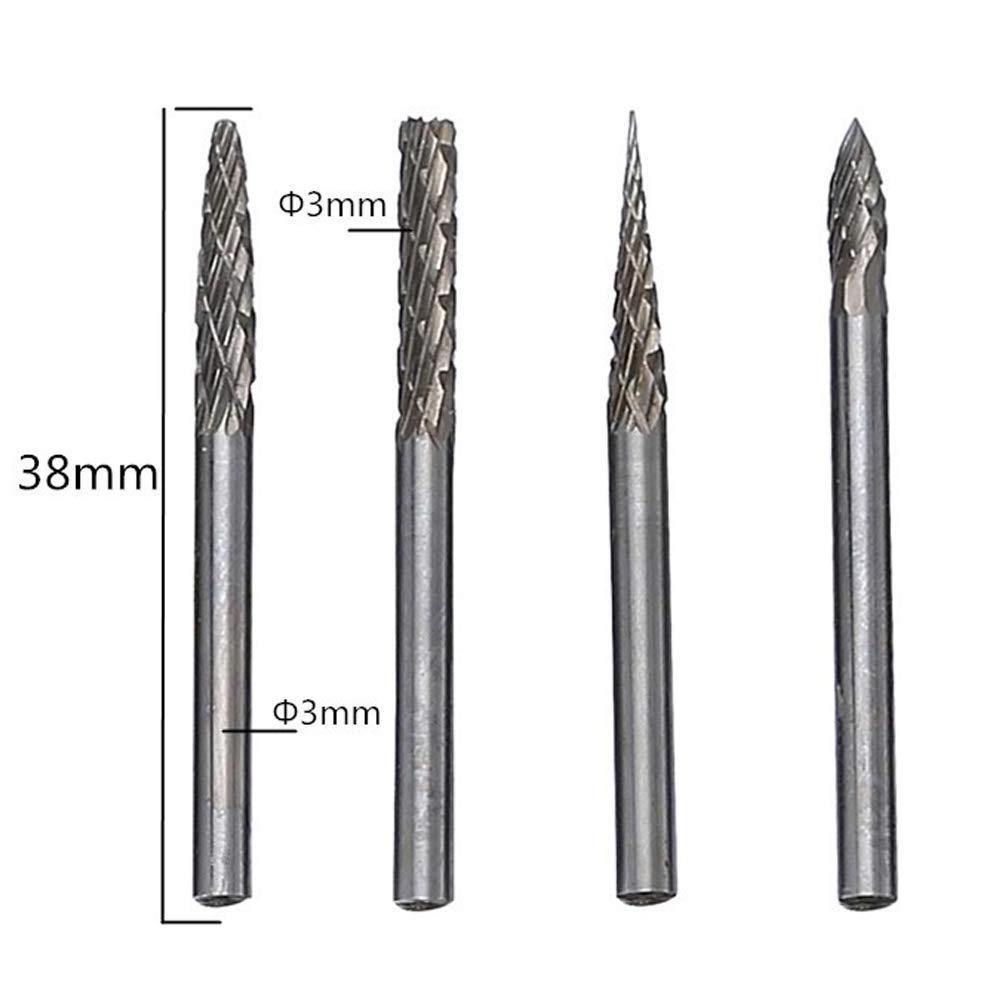 Set of 20 Solid Carbide Files, 1/8 Shank Double Cut Tungsten Carbide Rotary Rasp Files for Rotary Drill Grinder Woodworking