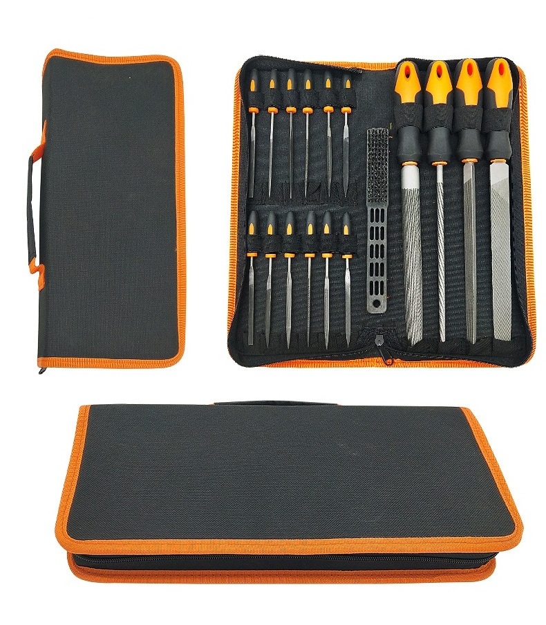 17PCS Professional Polishing Tools Hardened Steel Metal File Set with Cloth Bag T12 Carbon Steel