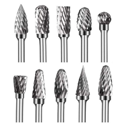 10 Pieces Steel Rotary Burr Set, 6mm(1/4'') Shank Wood Rasp Drill Bit for Engraving Grinding Polishing Milling