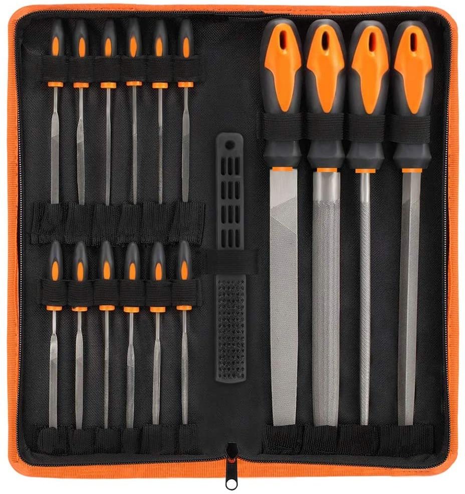 17PCS Professional Polishing Tools Hardened Steel Metal File Set with Cloth Bag T12 Carbon Steel