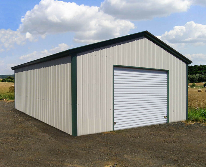 Prefab 2 car metal garage building light weight metal roof steel prefab garage hangar portable garage