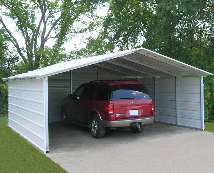 Steel structure prefab car garage galvanized steel shed small car garage outdoor car shed for sale