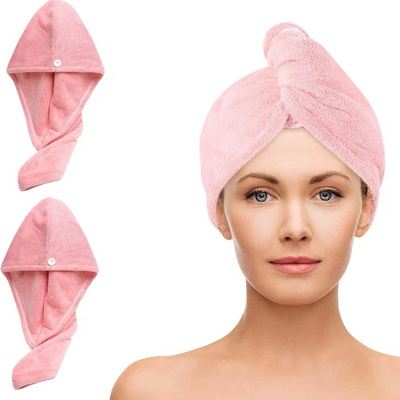 polyester pink spa microfiber curly hair salon towel wrap turban quick dry towels for women