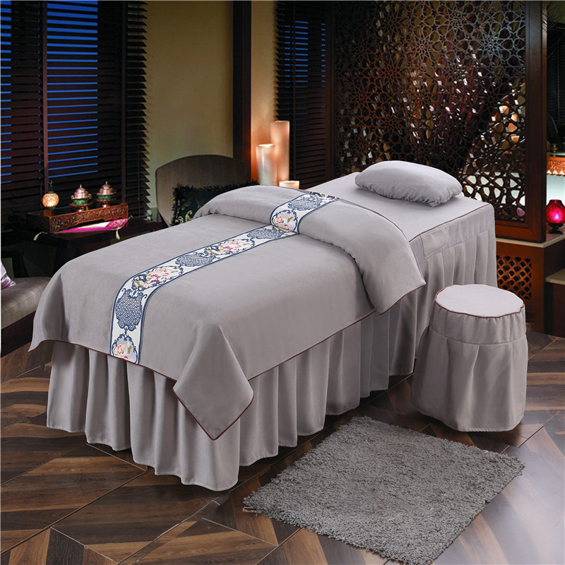 Grade  Quality 100% Cotton Flannel Velvet Super Soft 4pcs Set Massage Bed Cover Sheet Set Spa Bedding