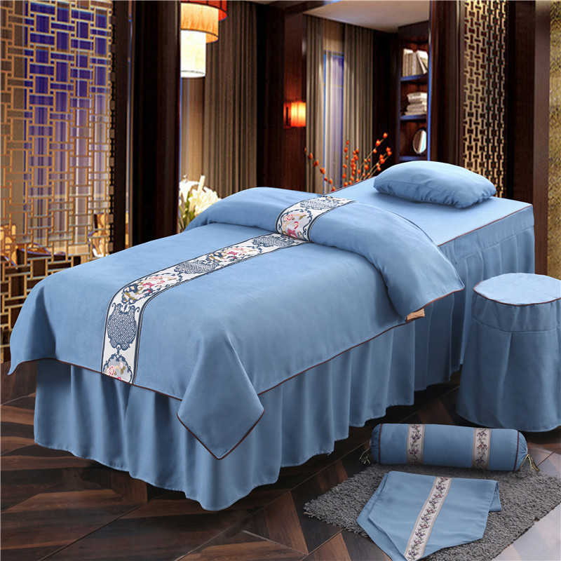 Grade  Quality 100% Cotton Flannel Velvet Super Soft 4pcs Set Massage Bed Cover Sheet Set Spa Bedding