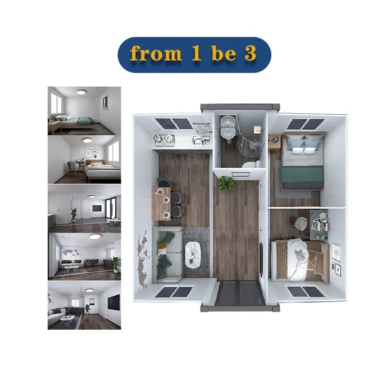 2 sets ship to usa Living Detachable Flat Pack Low Cost Container Portable Modular Prefab Prefabricated Houses Kits