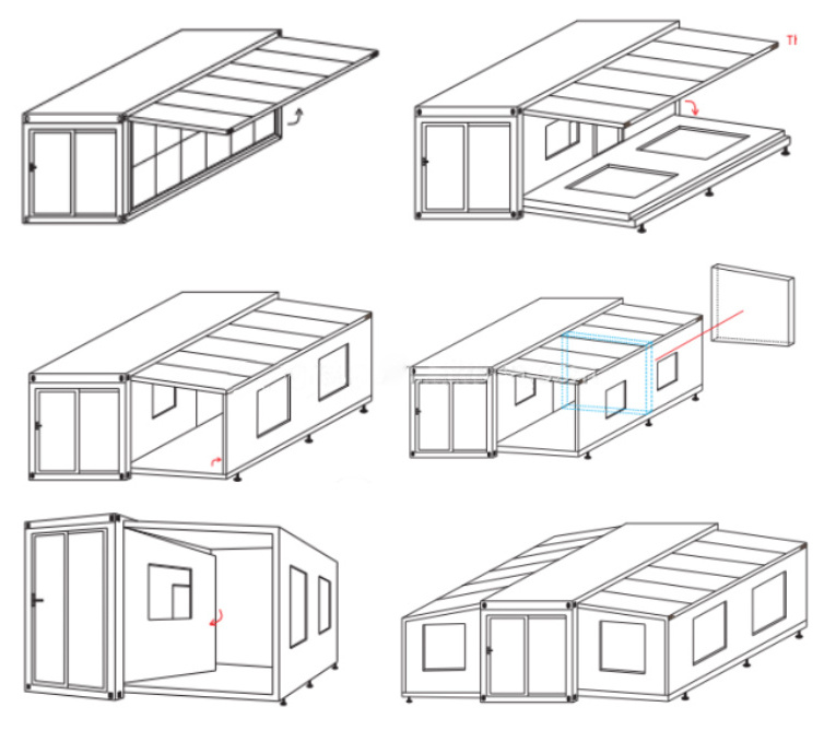 20ft 40ft Prefab Expandable Container Houses Prefabricated Foldable Expanding Container Homes Portable Tiny House 2 3 5 Bedroom