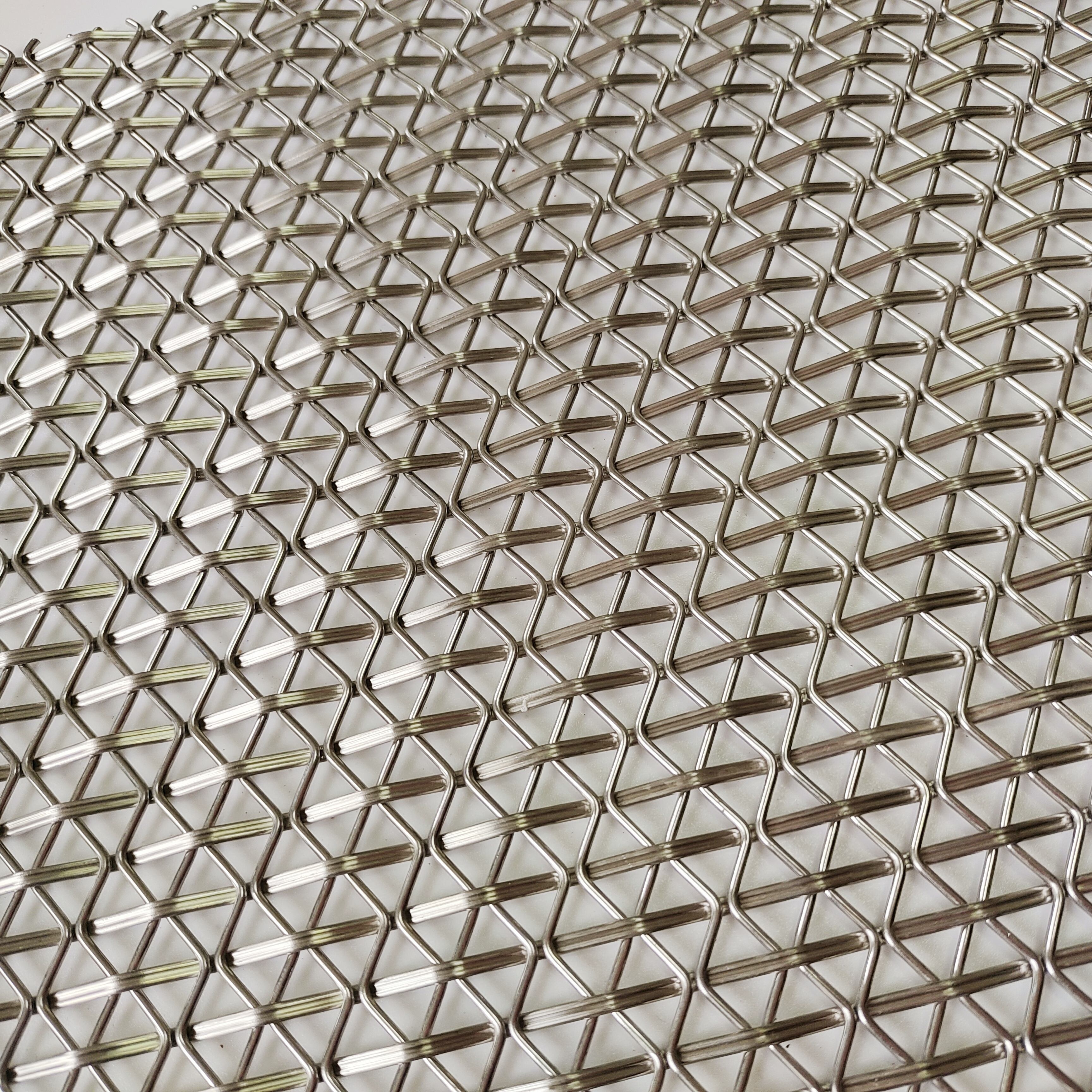 Flat Metal Furniture Screen Single Crimp Grille Finish Decorative Woven Wire Mesh panels metal mesh for kitchen cabinets