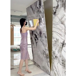 modern high glossy PVC Bamboo charcoal indoor Living room  TV wall corporation decorative Marble uv wall panel