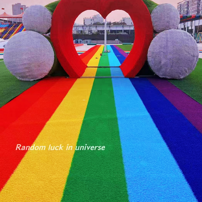 Spot goods Green Red blue Black Yellow Purple orange Playground Rainbow Track Grass Carpet Children Rainbow artificial grass