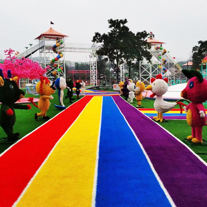 Spot goods Green Red blue Black Yellow Purple orange Playground Rainbow Track Grass Carpet Children Rainbow artificial grass