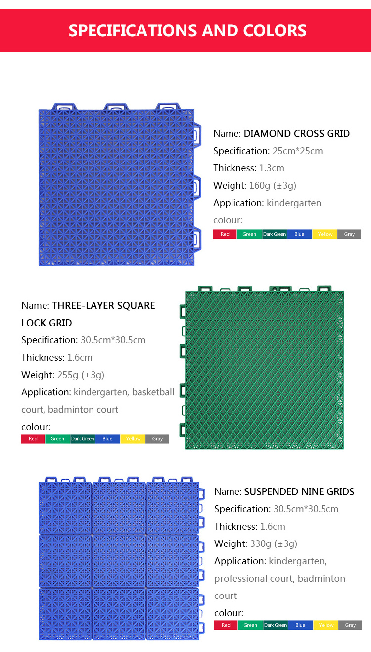 Supplier Pp Suspended outdoor Plastic Interlocking Basketball/tennis/Futsal Court Assembly Flooring For outdoor Sport tiles&Mat